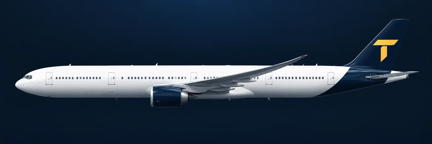 A long-haul twin-engine widebody airliner