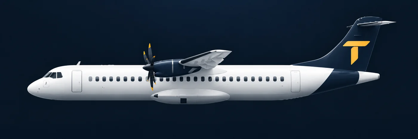 A twin-turboprop regional airliner
